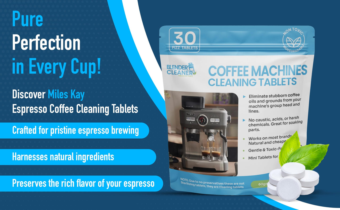 Sage Compatible 30 Pack Coffee Cleaning tablets | Natural Barista-Grade Coffee Cleaning Tablets